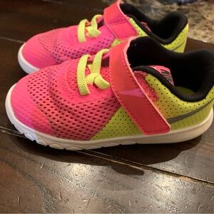Nike Kids Neon Pink and Lime Sneakers 8C